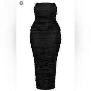 Shape Black Mesh Corset Bandeau Maxi Dress